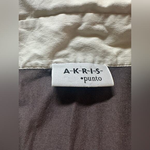 AKRIS PUNTO Contrast Collar Blouse Knit Top Brown Cream Size XS Rugby Cotton - Picture 5 of 7